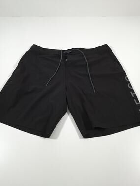 AFTCO Board Shorts Mens 38 Black Solid Stretch Fishing Swim Trunks Pockets